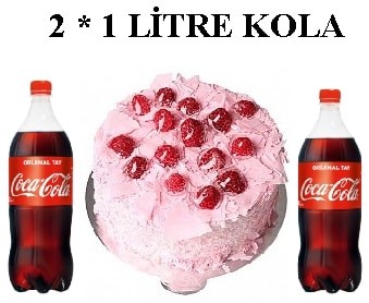 6-9 Kişilik Frambuazlı Yaş Pasta & 2x1 Lt Cola pasta